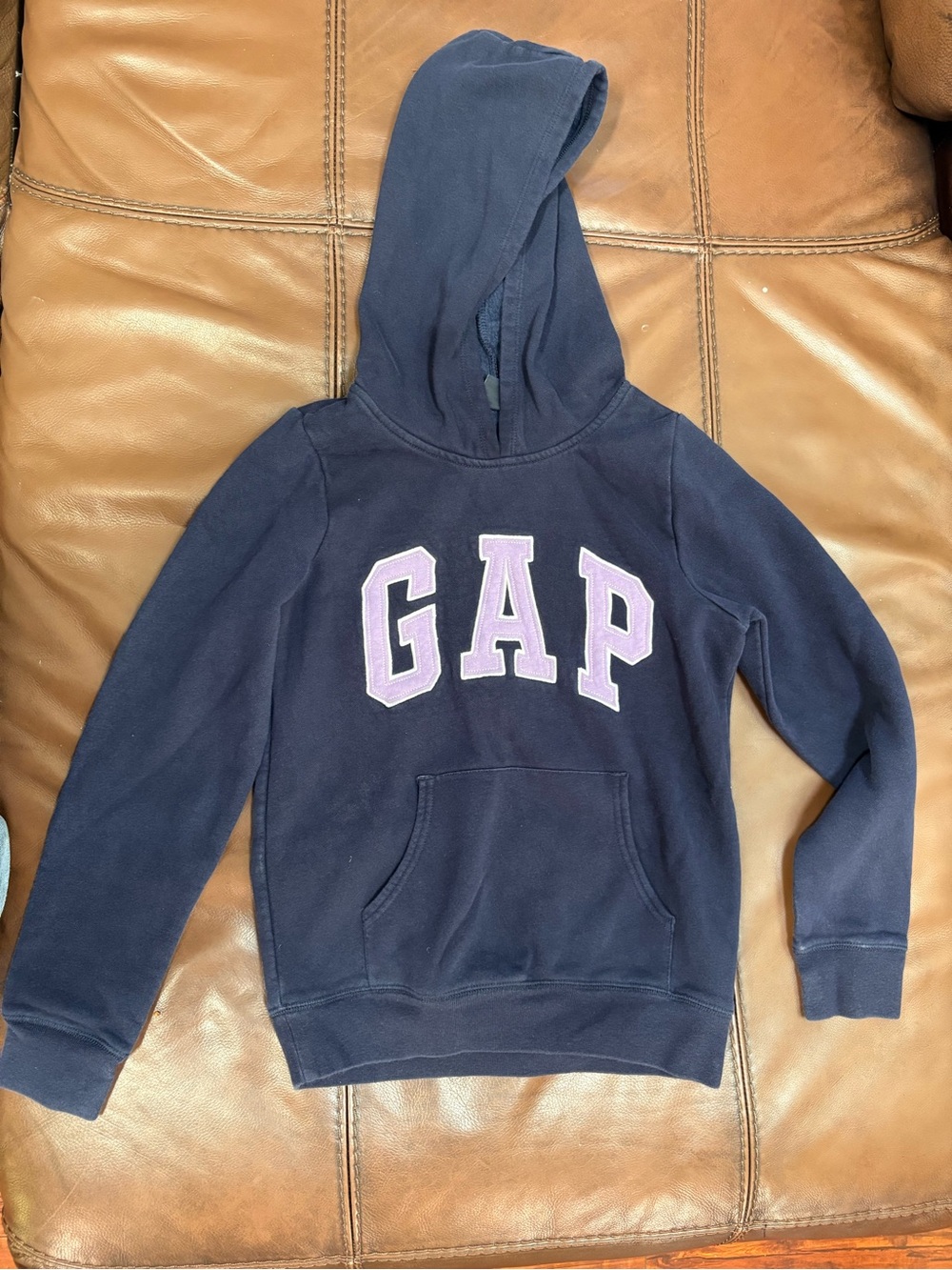 GAP Kids Navy Hoodie with Light Pink Logo Letters